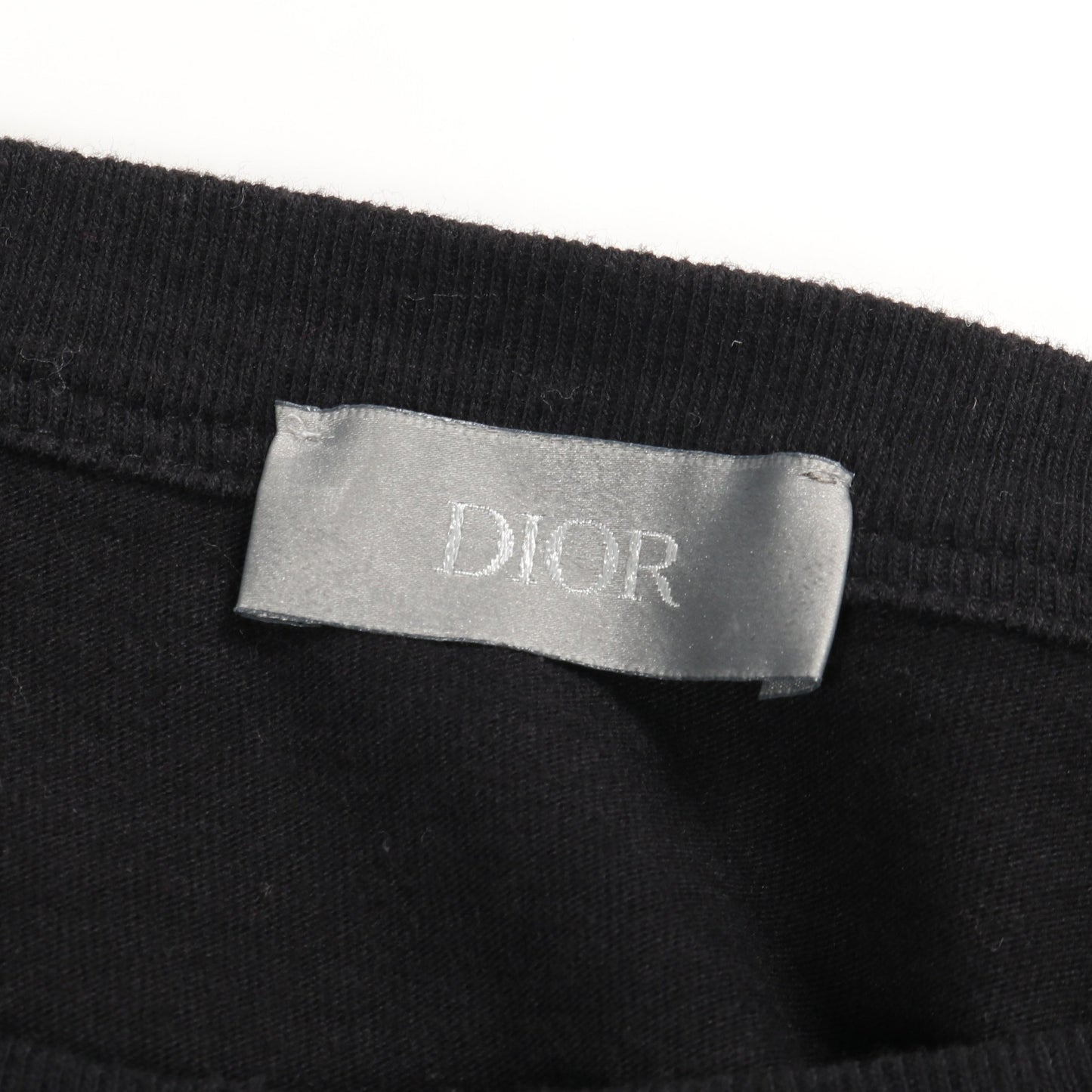 DIOR × ERL 半袖Tシャツ クルーネック ラグランスリーブ ロゴ刺繍 コットン ブラック ラメ ダメージ加工 ディオール トップス DIOR