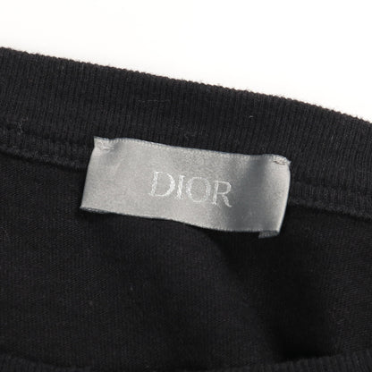 DIOR × ERL 半袖Tシャツ クルーネック ラグランスリーブ ロゴ刺繍 コットン ブラック ラメ ダメージ加工 ディオール トップス DIOR