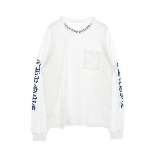 ネックロゴ Tシャツ クルーネック 長袖 コットン ホワイト クロムハーツ トップス Chrome Hearts