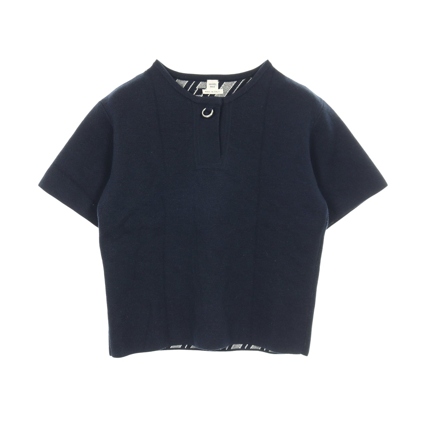 ニット 半袖 カシミヤ コットン ネイビー エルメス トップス HERMES