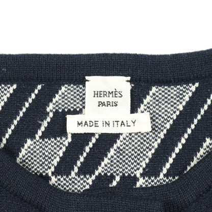 ニット 半袖 カシミヤ コットン ネイビー エルメス トップス HERMES
