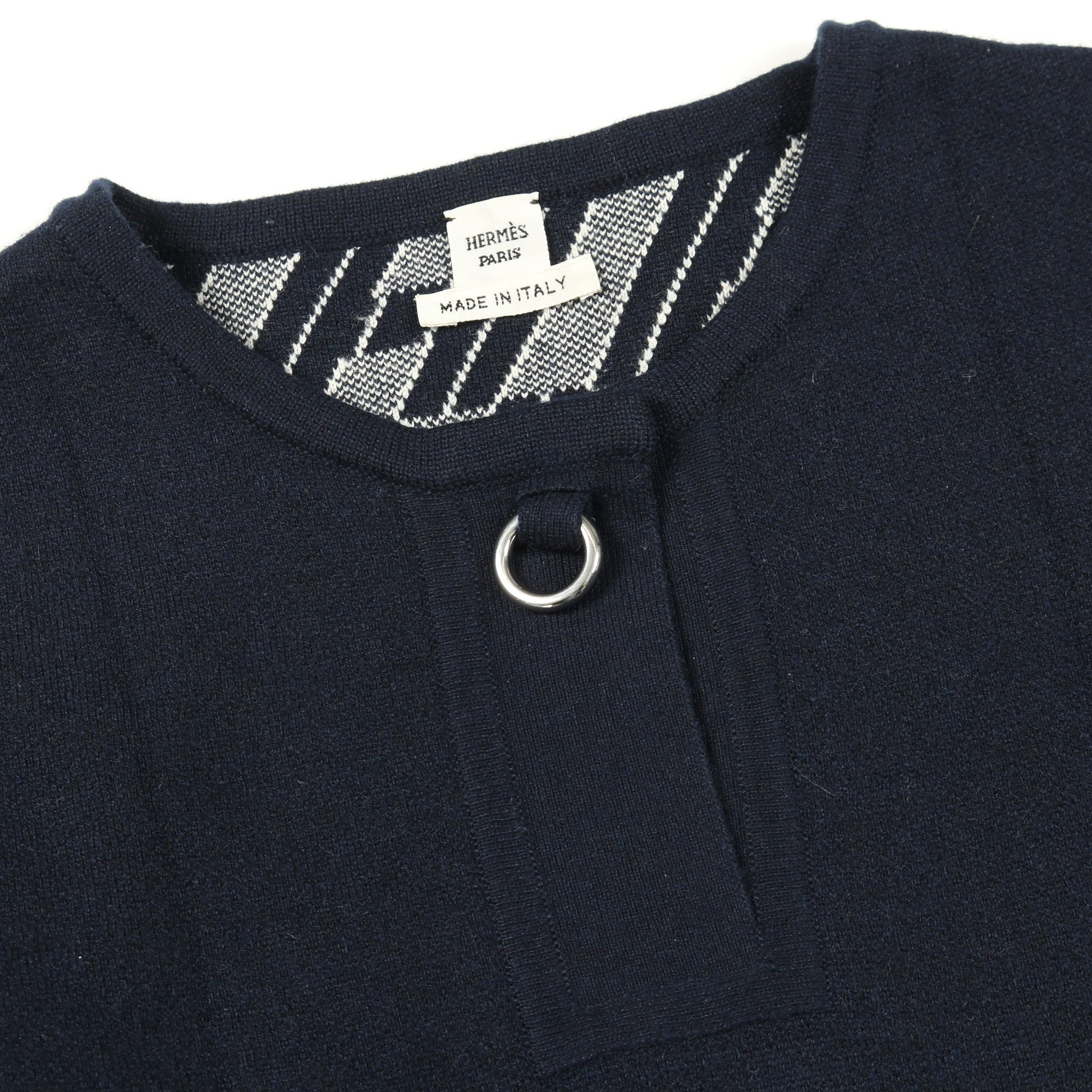 ニット 半袖 カシミヤ コットン ネイビー エルメス トップス HERMES
