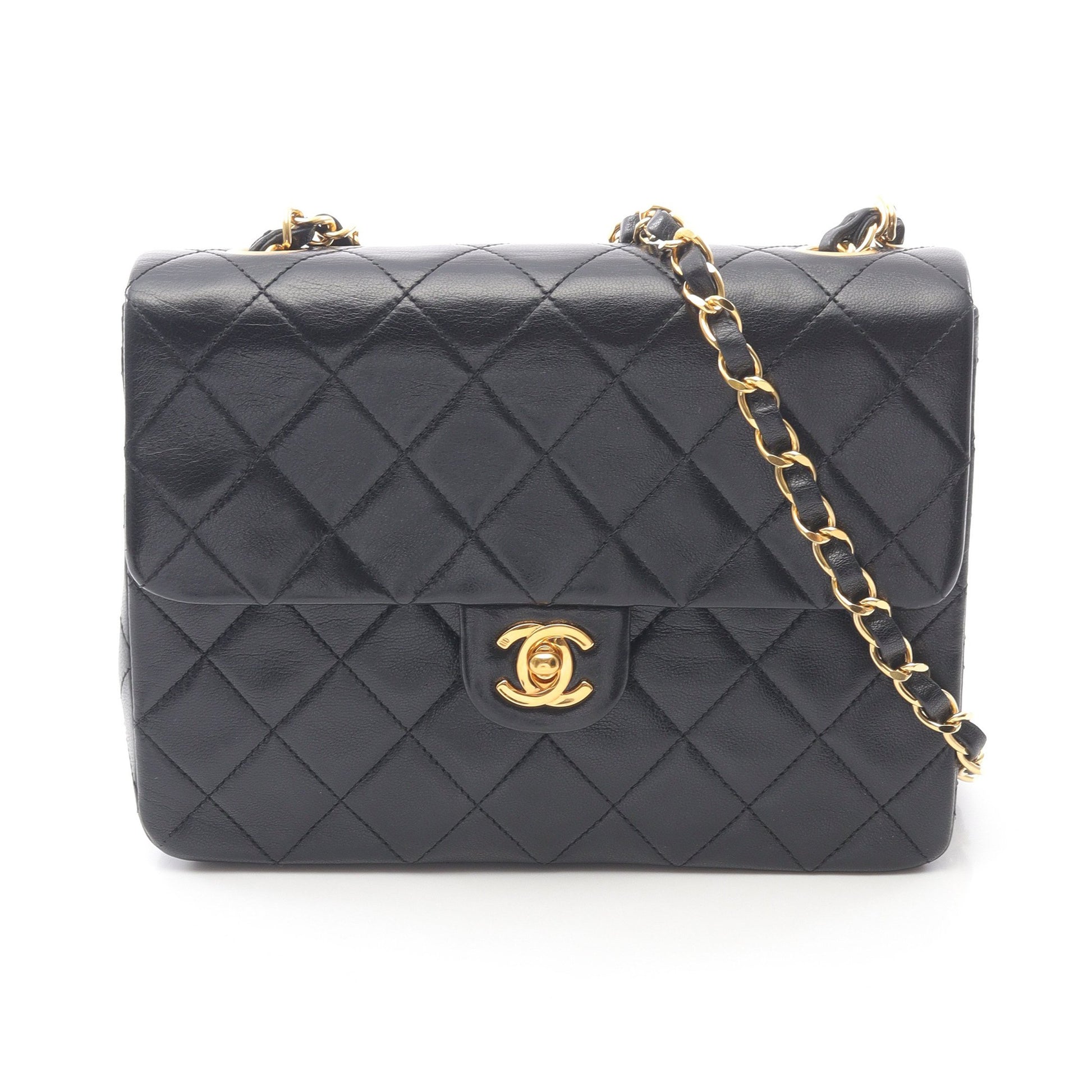 ミニマトラッセ20 チェーンショルダーバッグ ラムスキン ブラック ゴールド金具 シャネル バッグ CHANEL