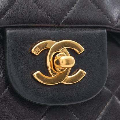 マトラッセ Wフラップ Wチェーンショルダーバッグ ラムスキン ブラック ゴールド金具 シャネル バッグ CHANEL