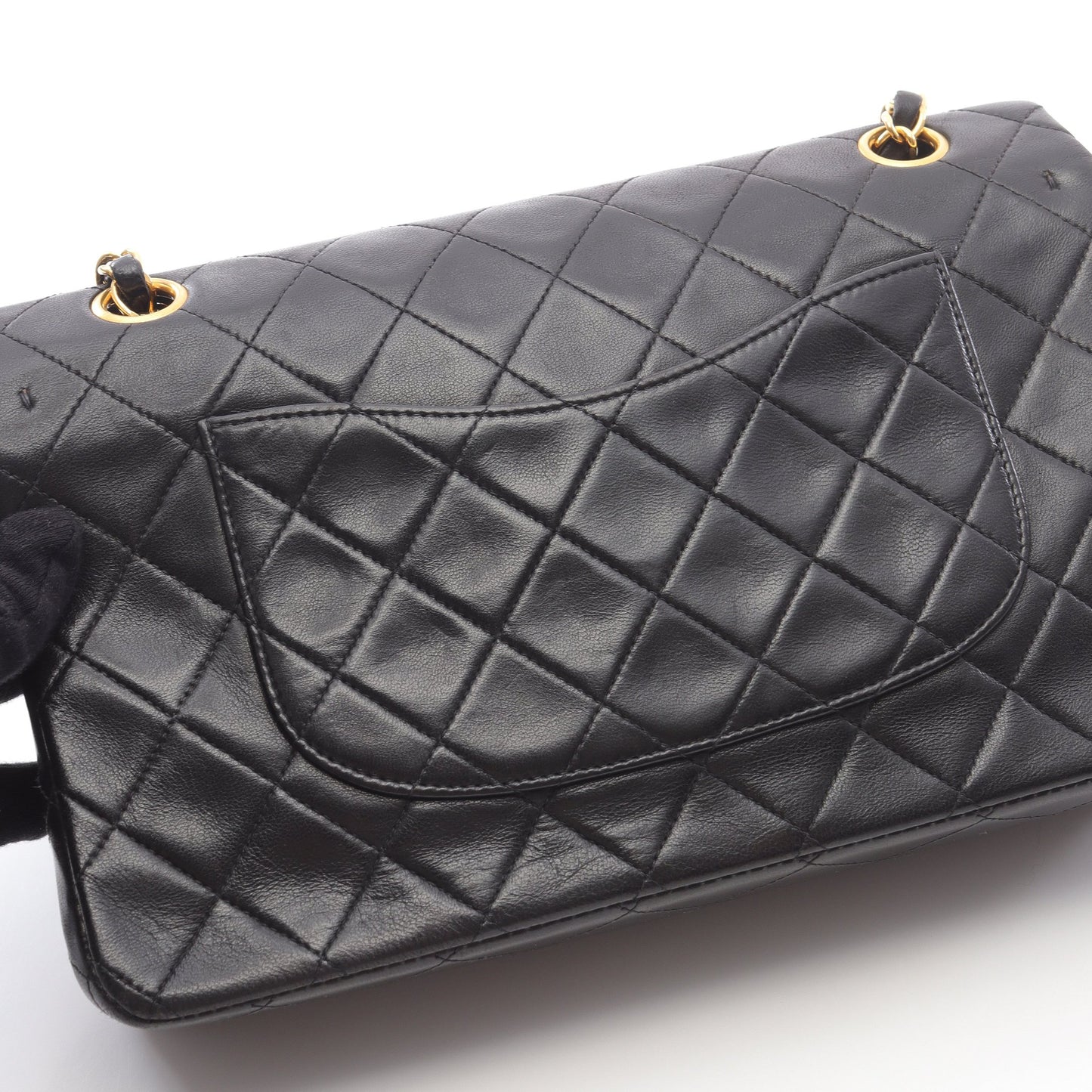 マトラッセ Wフラップ Wチェーンショルダーバッグ ラムスキン ブラック ゴールド金具 シャネル バッグ CHANEL