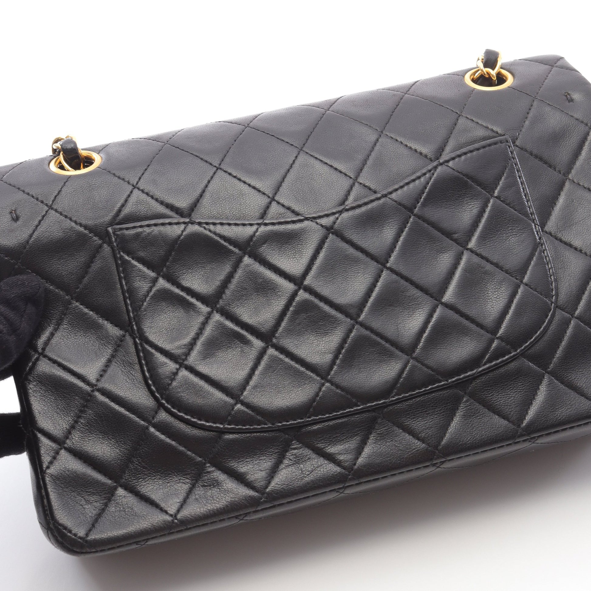 マトラッセ Wフラップ Wチェーンショルダーバッグ ラムスキン ブラック ゴールド金具 シャネル バッグ CHANEL
