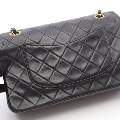 マトラッセ Wフラップ Wチェーンショルダーバッグ ラムスキン ブラック ゴールド金具 シャネル バッグ CHANEL
