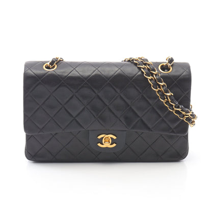 マトラッセ Wフラップ Wチェーンショルダーバッグ ラムスキン ブラック ゴールド金具 シャネル バッグ CHANEL