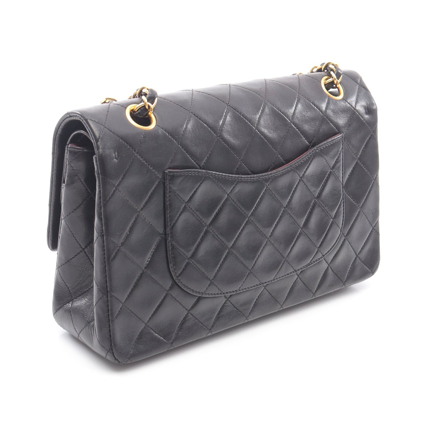 マトラッセ Wフラップ Wチェーンショルダーバッグ ラムスキン ブラック ゴールド金具 シャネル バッグ CHANEL