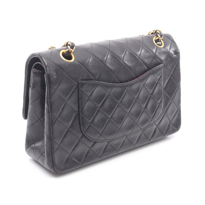 マトラッセ Wフラップ Wチェーンショルダーバッグ ラムスキン ブラック ゴールド金具 シャネル バッグ CHANEL