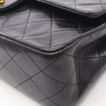 マトラッセ Wフラップ Wチェーンショルダーバッグ ラムスキン ブラック ゴールド金具 シャネル バッグ CHANEL