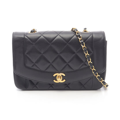 マトラッセ ダイアナフラップ チェーンショルダーバッグ ラムスキン ブラック ゴールド金具 シャネル バッグ CHANEL