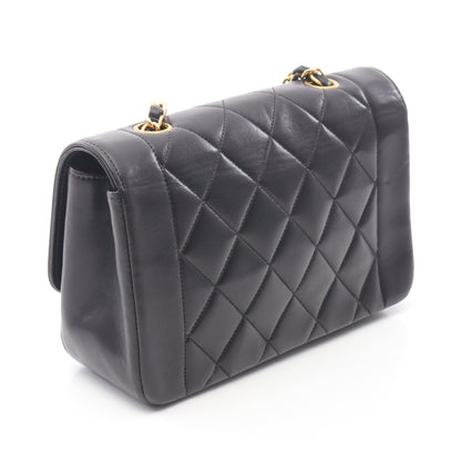 マトラッセ ダイアナフラップ チェーンショルダーバッグ ラムスキン ブラック ゴールド金具 シャネル バッグ CHANEL