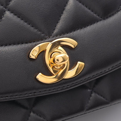 マトラッセ ダイアナフラップ チェーンショルダーバッグ ラムスキン ブラック ゴールド金具 シャネル バッグ CHANEL