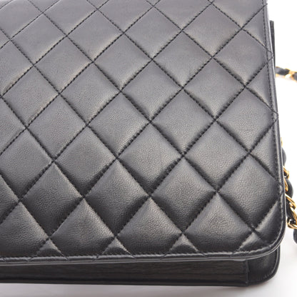 マトラッセ チェーンショルダーバッグ ラムスキン ブラック ゴールド金具 プッシュロック シャネル バッグ CHANEL