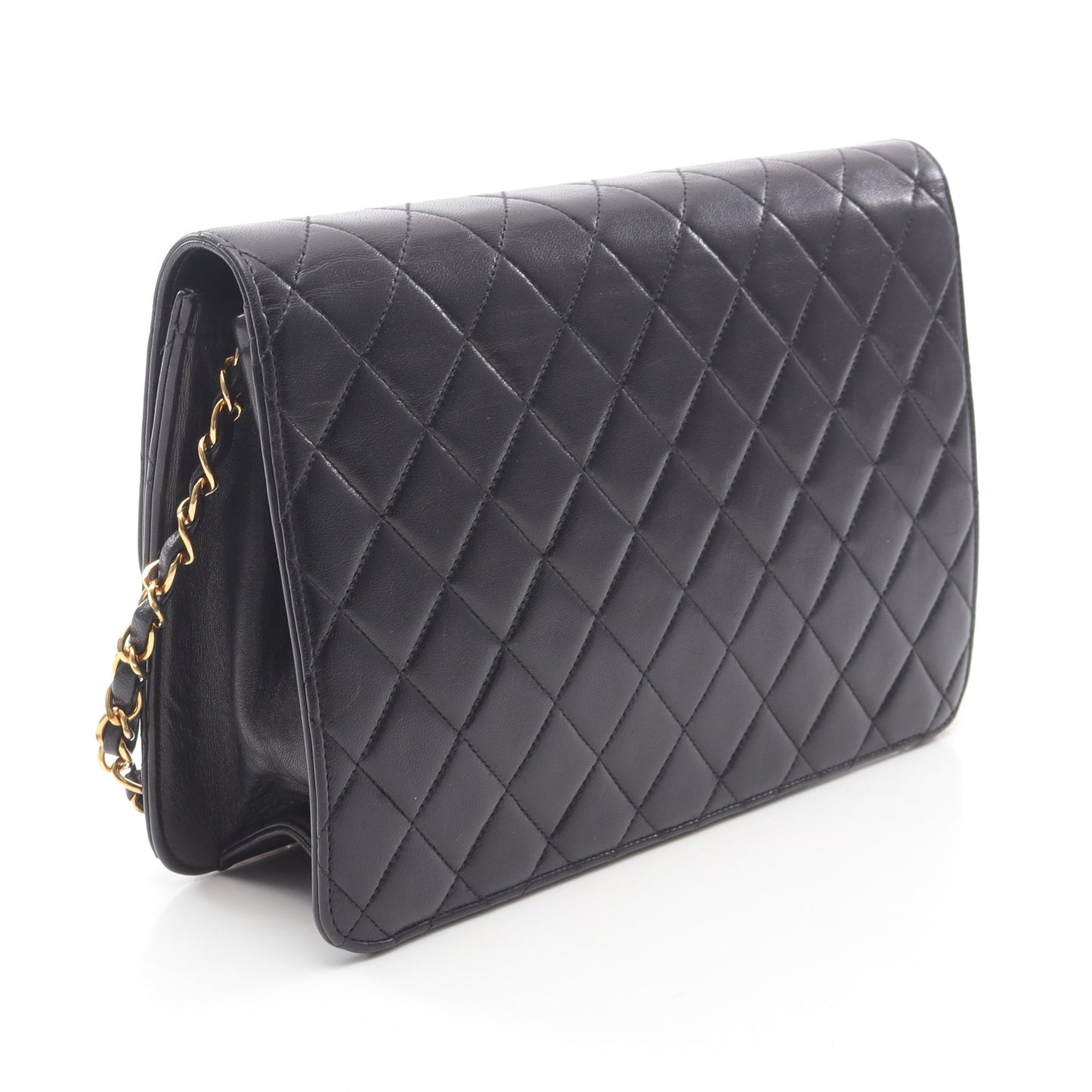 マトラッセ チェーンショルダーバッグ ラムスキン ブラック ゴールド金具 プッシュロック シャネル バッグ CHANEL