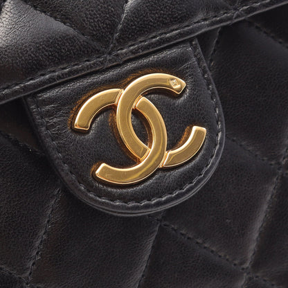マトラッセ チェーンショルダーバッグ ラムスキン ブラック ゴールド金具 プッシュロック シャネル バッグ CHANEL