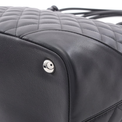 カンボンライン ラージ ショルダーバッグ トートバッグ レザー ブラック ホワイト シルバー金具 シャネル バッグ CHANEL