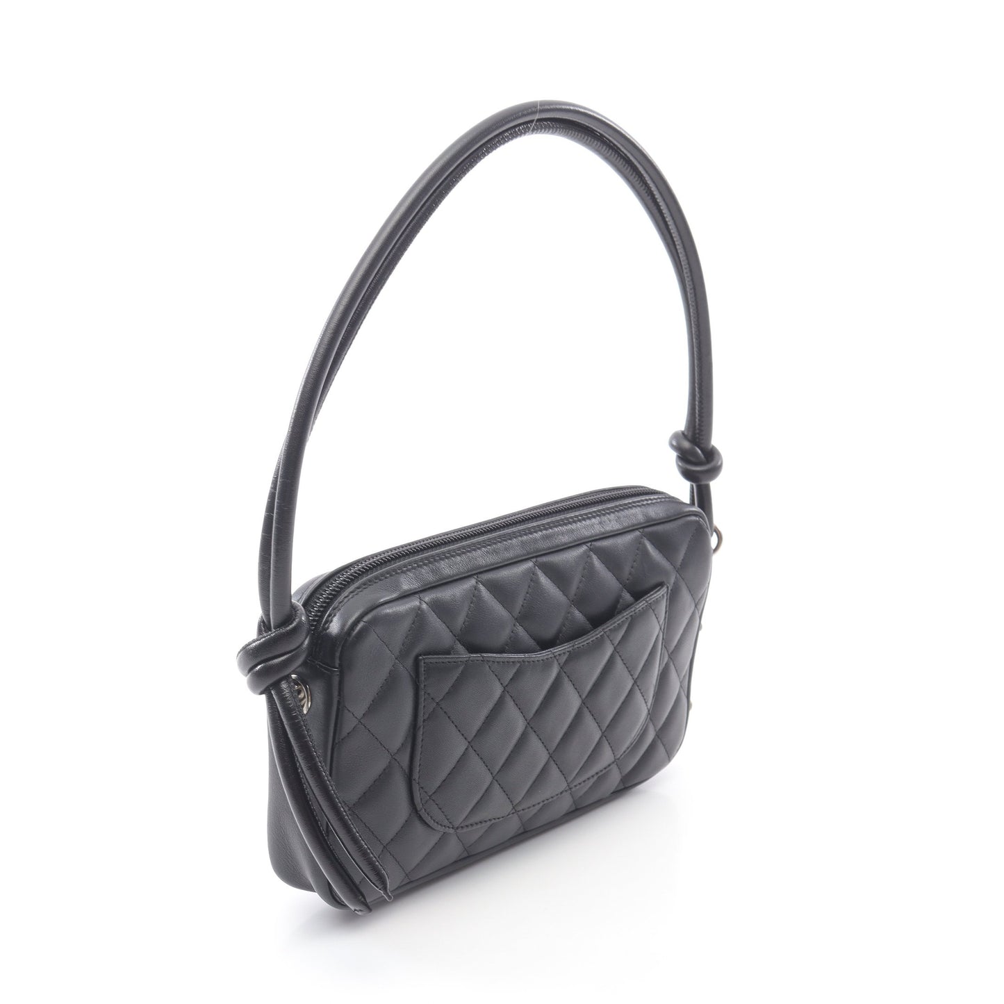 カンボンライン アクセサリーポーチ ハンドバッグ レザー ブラック ホワイト シルバー金具 シャネル バッグ CHANEL