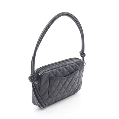 カンボンライン アクセサリーポーチ ハンドバッグ レザー ブラック ホワイト シルバー金具 シャネル バッグ CHANEL
