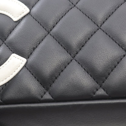 カンボンライン アクセサリーポーチ ハンドバッグ レザー ブラック ホワイト シルバー金具 シャネル バッグ CHANEL