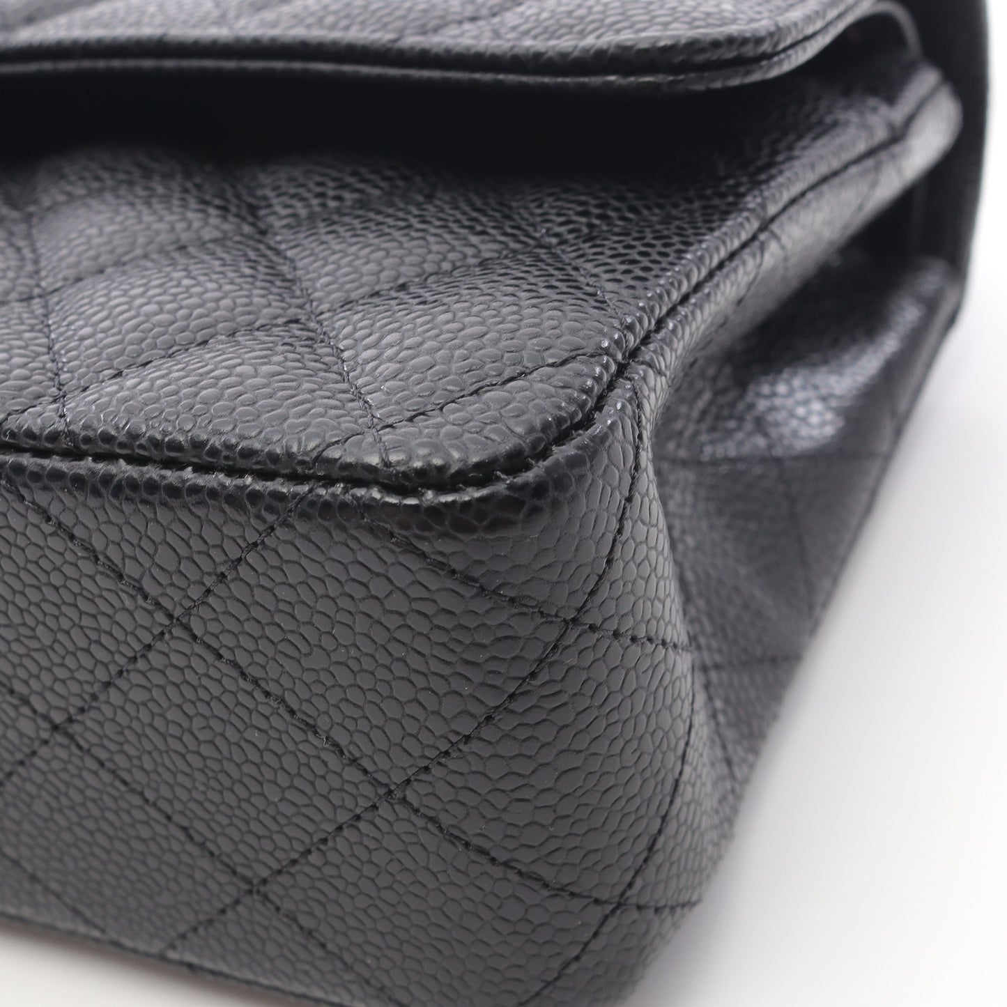 マトラッセ Wフラップ Wチェーンショルダーバッグ キャビアスキン ブラック シルバー金具 シャネル バッグ CHANEL