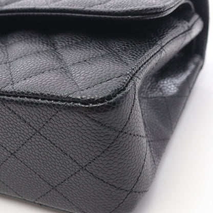 マトラッセ Wフラップ Wチェーンショルダーバッグ キャビアスキン ブラック シルバー金具 シャネル バッグ CHANEL