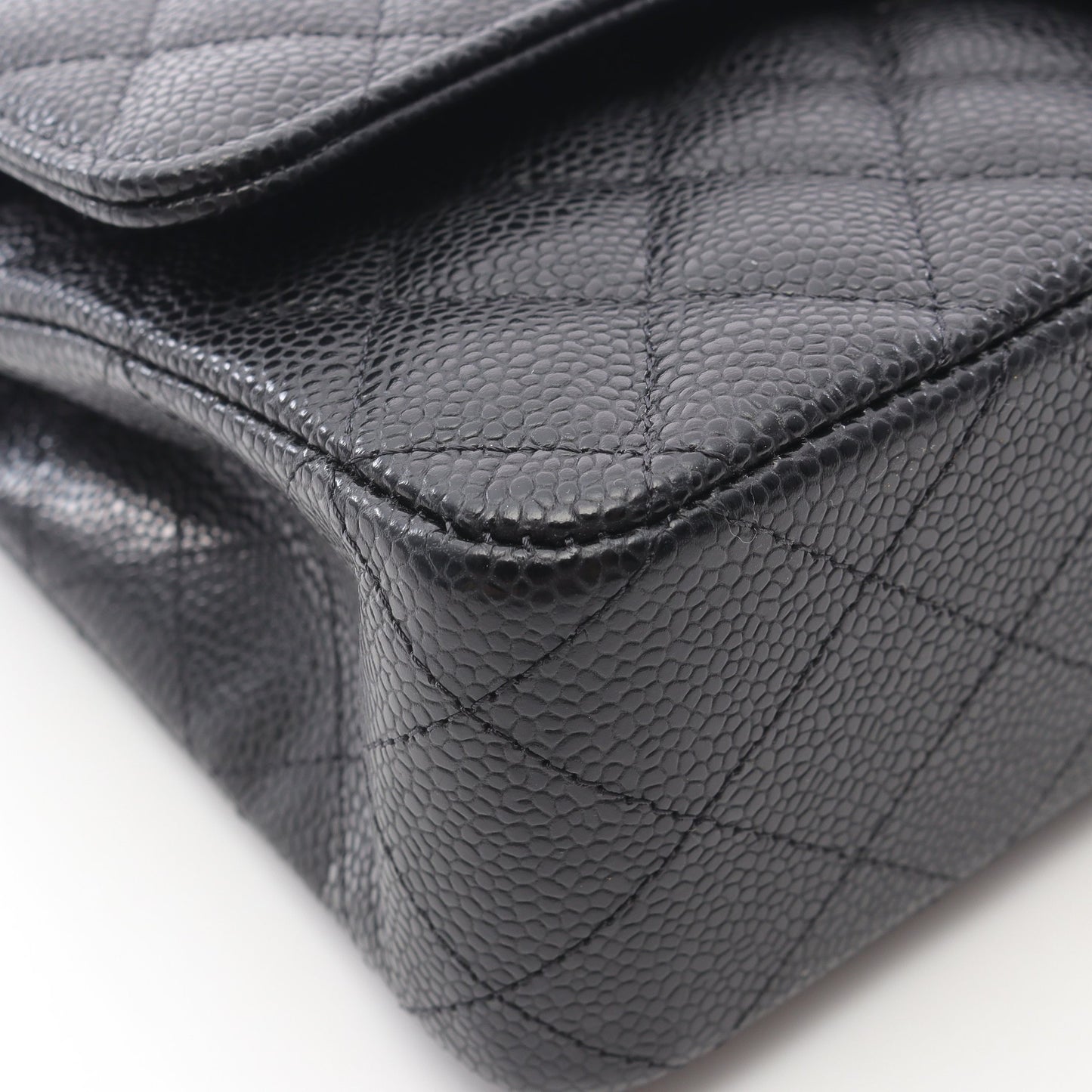 マトラッセ Wフラップ Wチェーンショルダーバッグ キャビアスキン ブラック シルバー金具 シャネル バッグ CHANEL