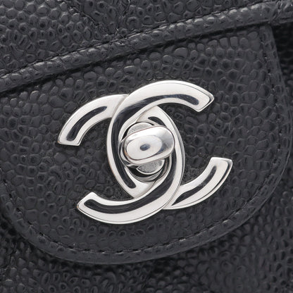マトラッセ Wフラップ Wチェーンショルダーバッグ キャビアスキン ブラック シルバー金具 シャネル バッグ CHANEL