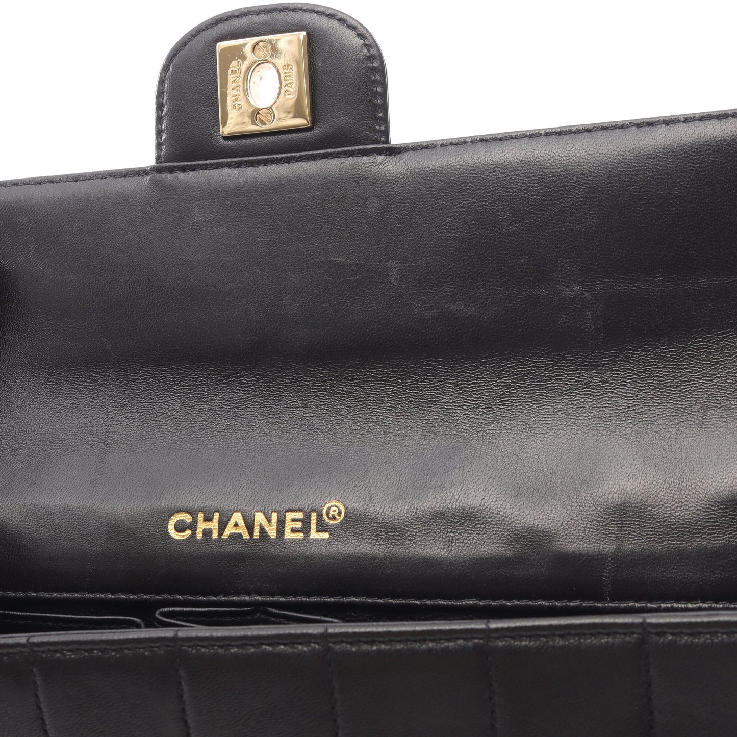 チョコバー チェーンショルダーバッグ ラムスキン ブラック ゴールド金具 シャネル バッグ CHANEL