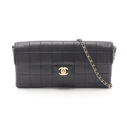 チョコバー チェーンショルダーバッグ ラムスキン ブラック ゴールド金具 シャネル バッグ CHANEL