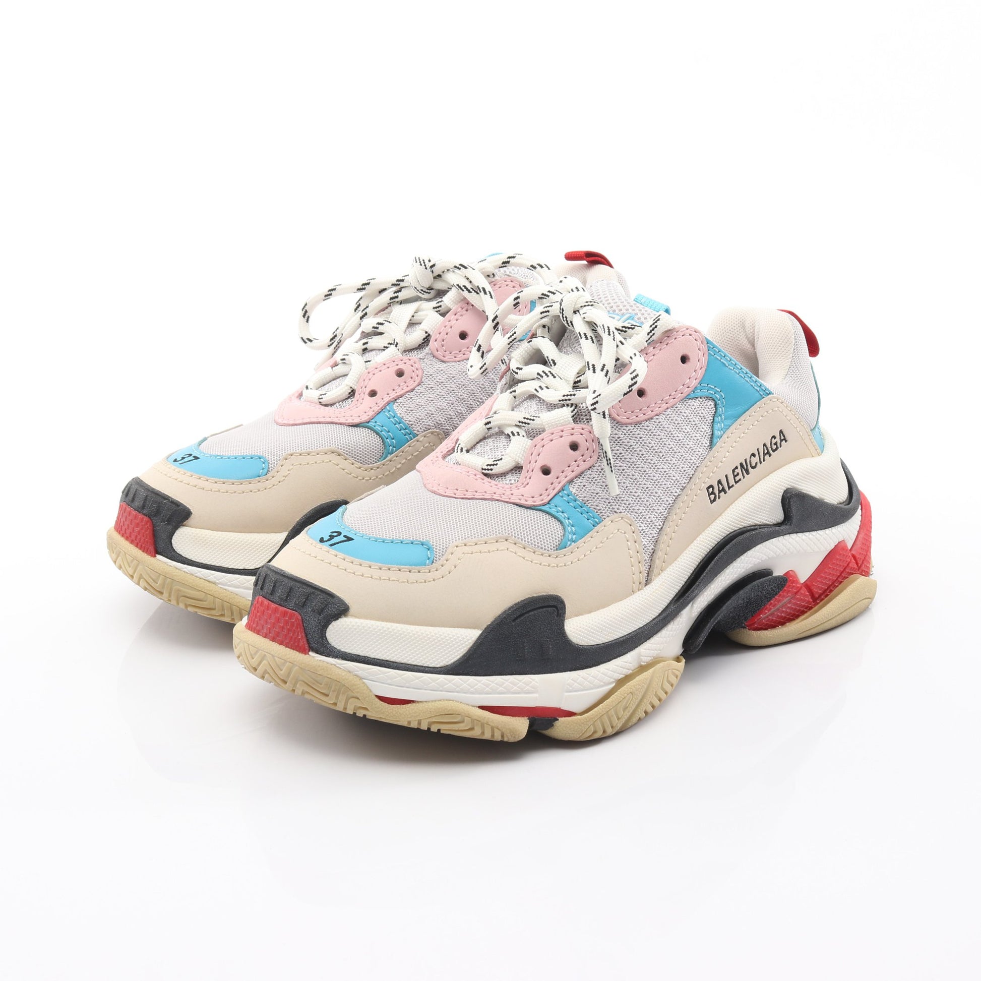 TRIPLE S トリプルS スニーカー レザー ファブリック ベージュ マルチ 