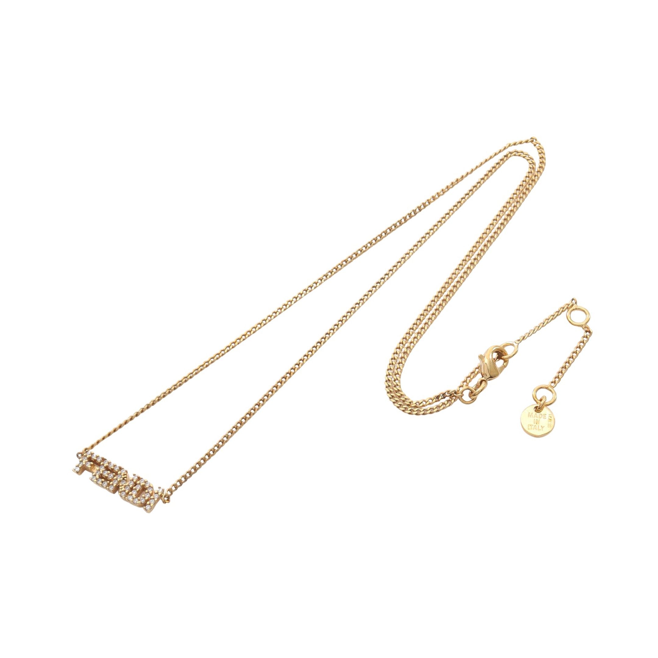 ロゴ ネックレス GP ラインストーン ゴールド クリア フェンディ – RECLO