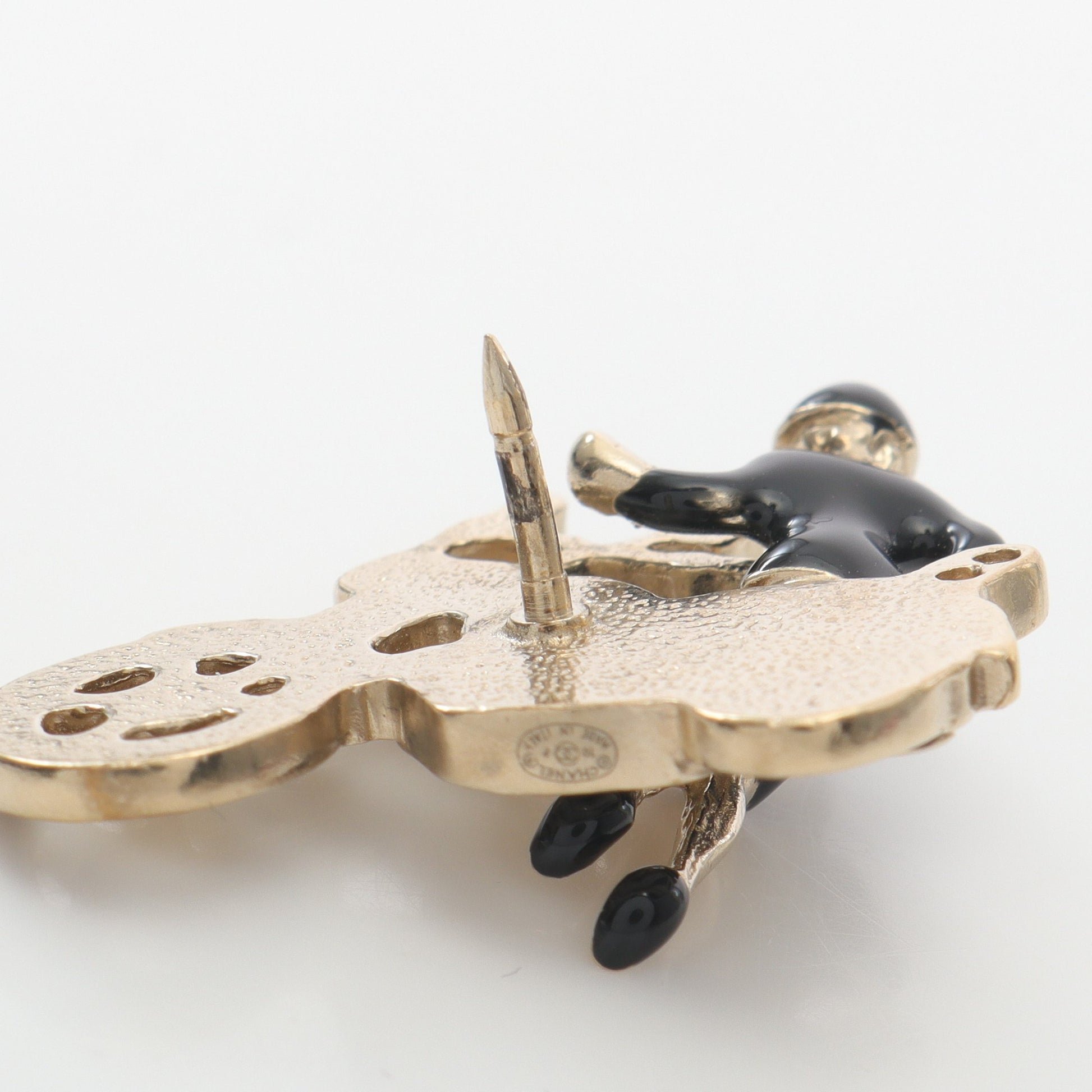 マドモアゼル ココマーク ブローチ GP ラインストーン ゴールド ブラック ホワイト バイクモチーフ 10P シャネル アクセサリー CHANEL