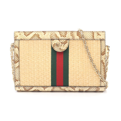 オフィディア スモール チェーンショルダーバッグ ラフィア パイソン ベージュ マルチカラー グッチ バッグ GUCCI