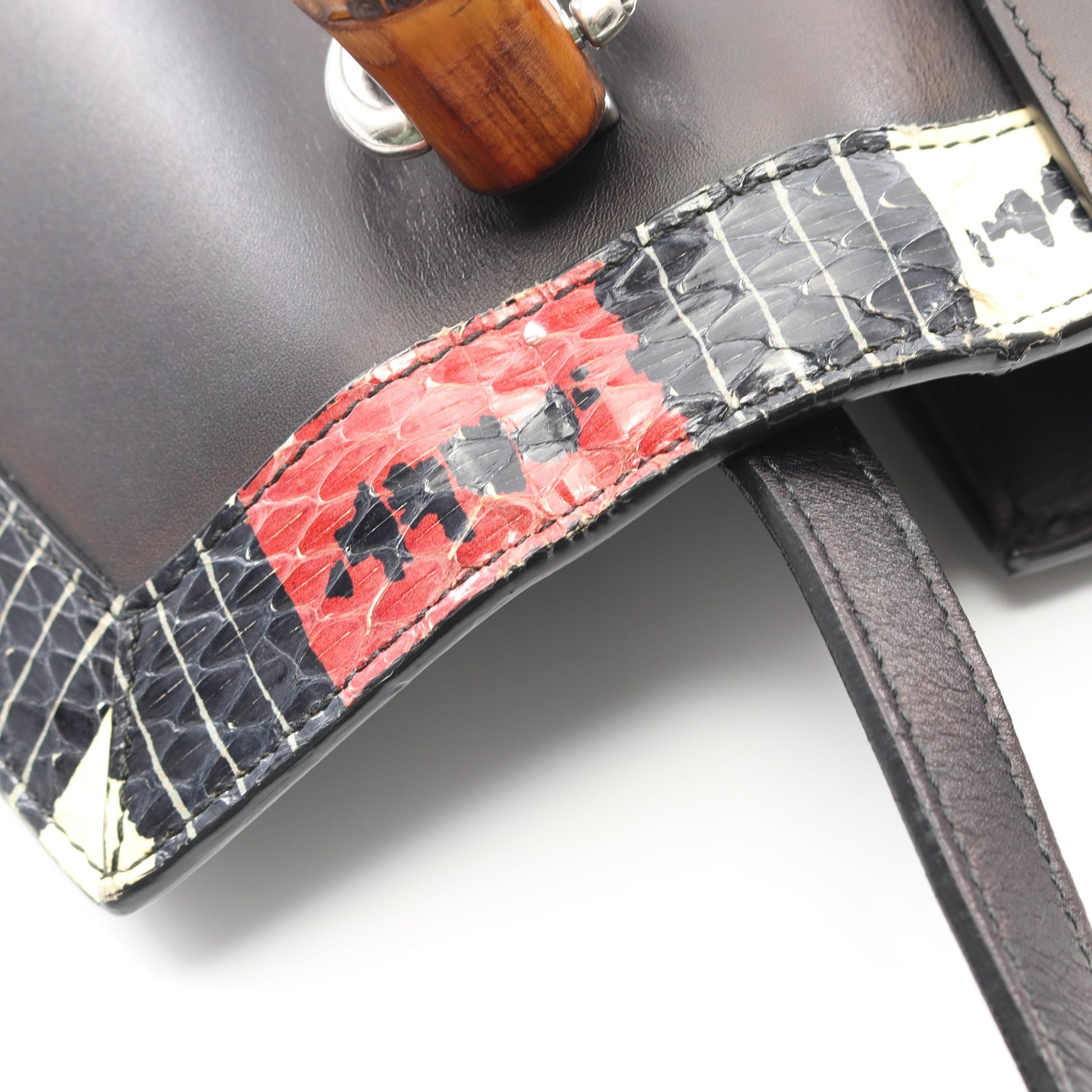 リリス バンブー コーラルスネーク ハンドバッグ レザー パイソン ブラック マルチカラー 2WAY グッチ バッグ GUCCI