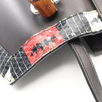 リリス バンブー コーラルスネーク ハンドバッグ レザー パイソン ブラック マルチカラー 2WAY グッチ バッグ GUCCI