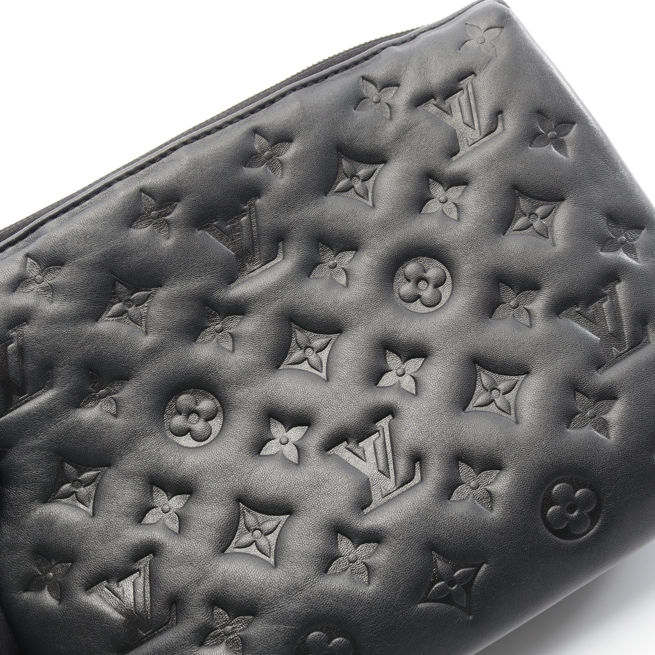 クッサンPM モノグラム ノワール チェーンショルダーバッグ レザー