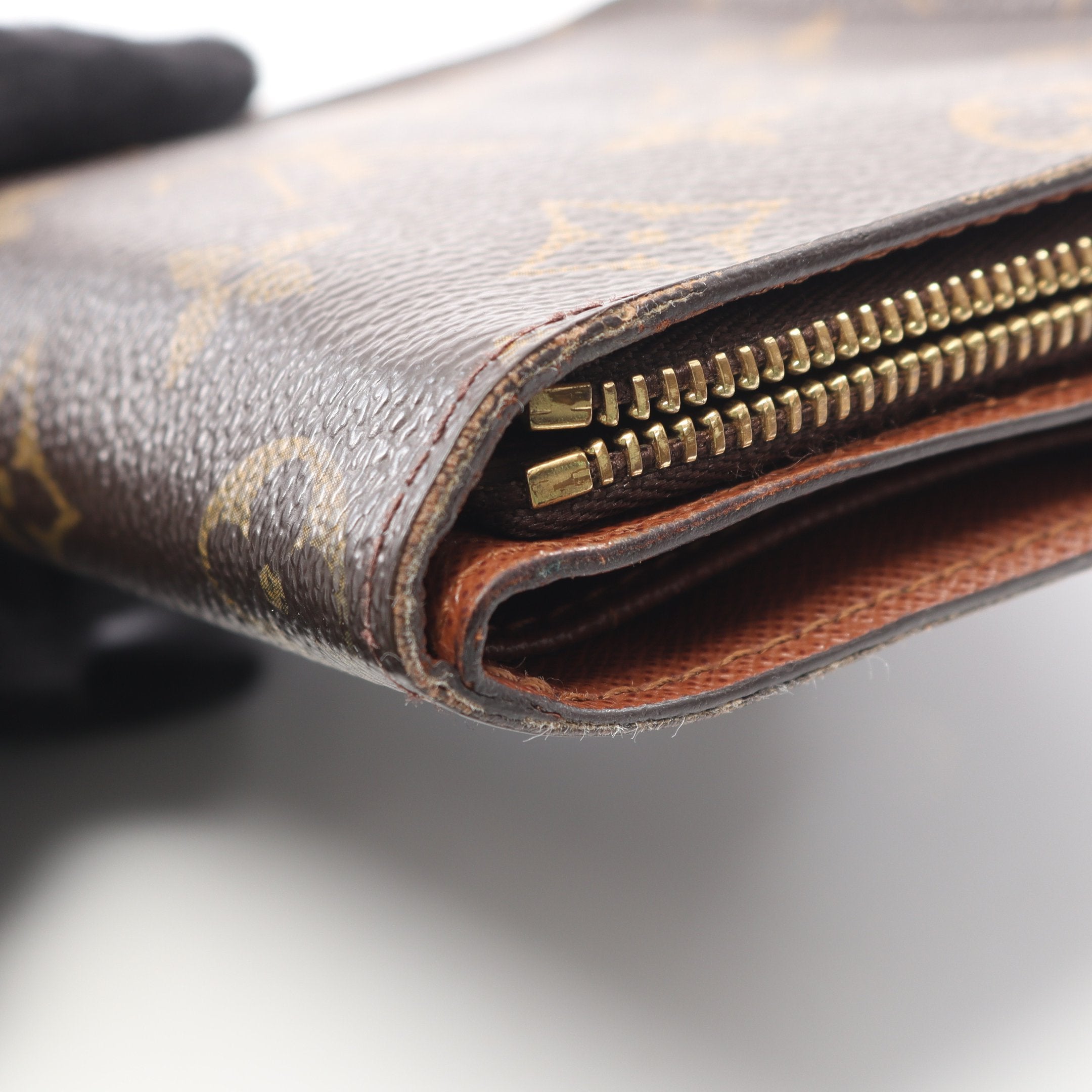 コンパクトジップ モノグラム 二つ折り財布 PVC ブラウン ルイヴィトン