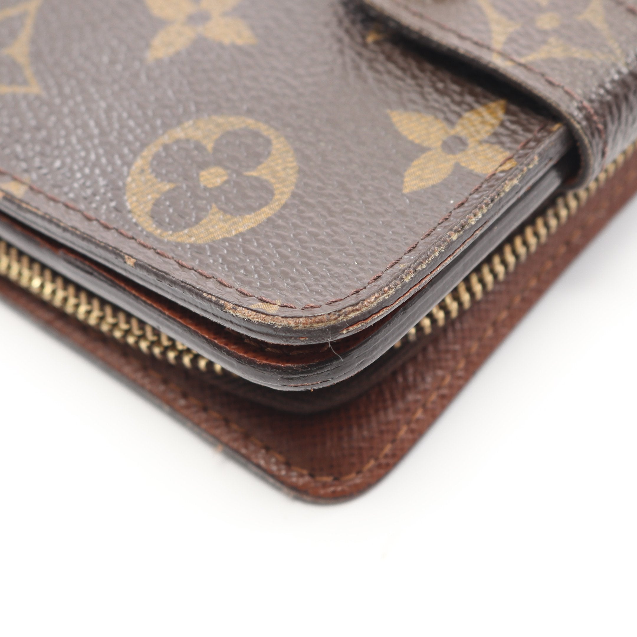 コンパクトジップ モノグラム 二つ折り財布 PVC ブラウン ルイヴィトン