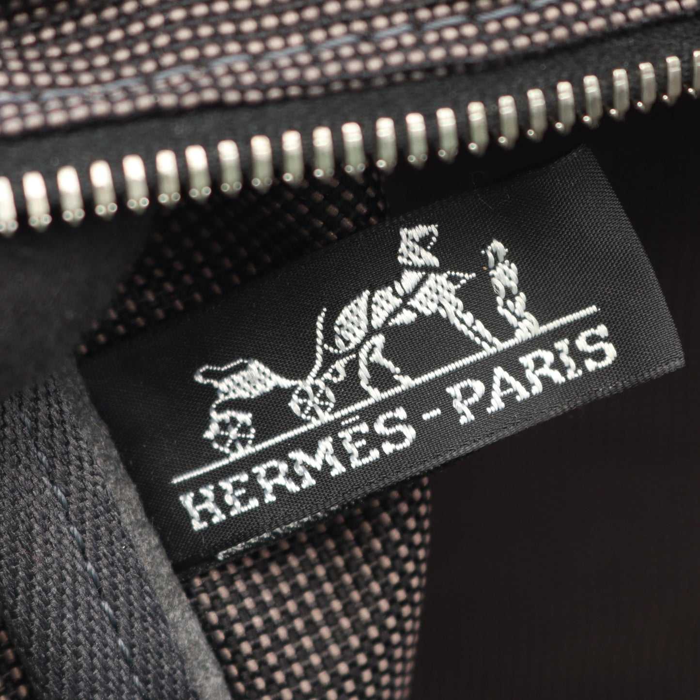 エールラインMM ハンドバッグ トートバッグ ナイロンキャンバス ダークグレー シルバー金具 エルメス バッグ HERMES
