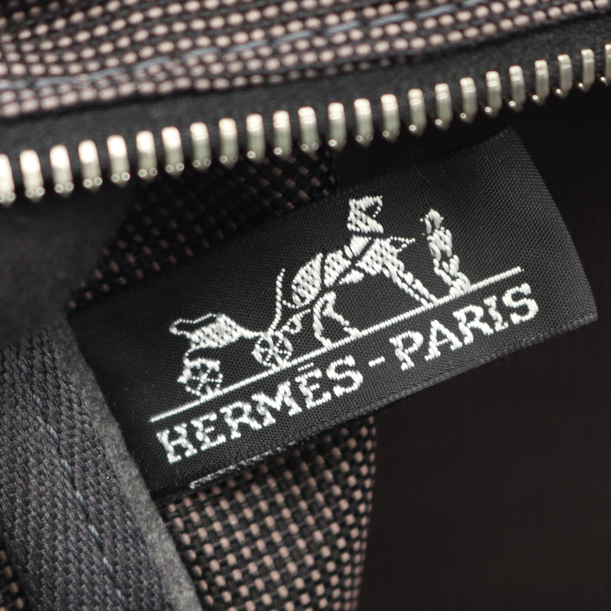 エールラインMM ハンドバッグ トートバッグ ナイロンキャンバス ダークグレー シルバー金具 エルメス バッグ HERMES