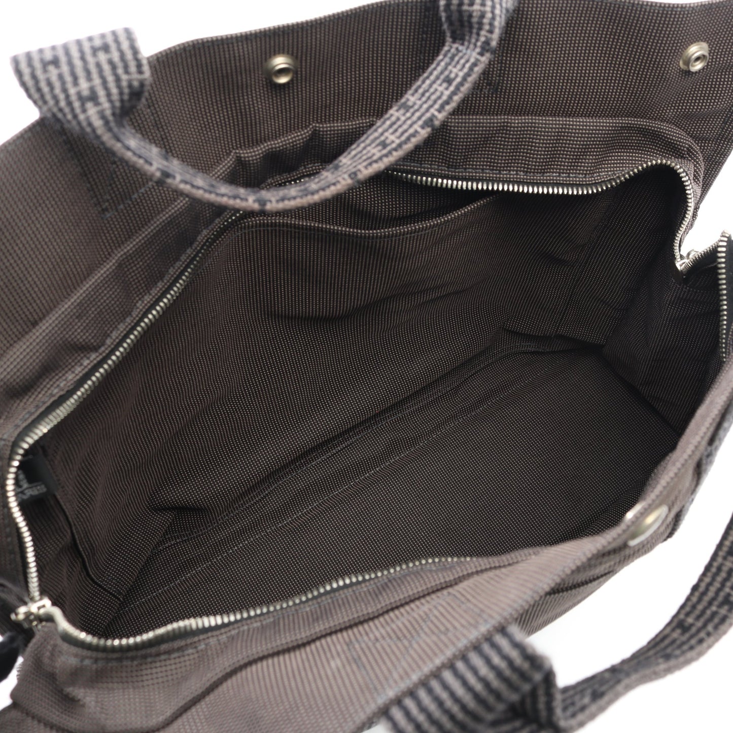 エールラインMM ハンドバッグ トートバッグ ナイロンキャンバス ダークグレー シルバー金具 エルメス バッグ HERMES