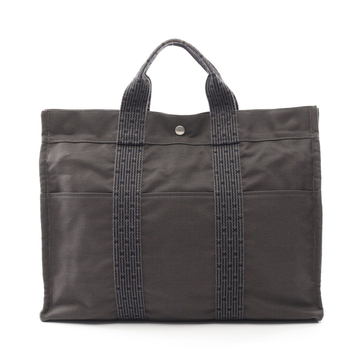 エールラインMM ハンドバッグ トートバッグ ナイロンキャンバス ダークグレー シルバー金具 エルメス バッグ HERMES