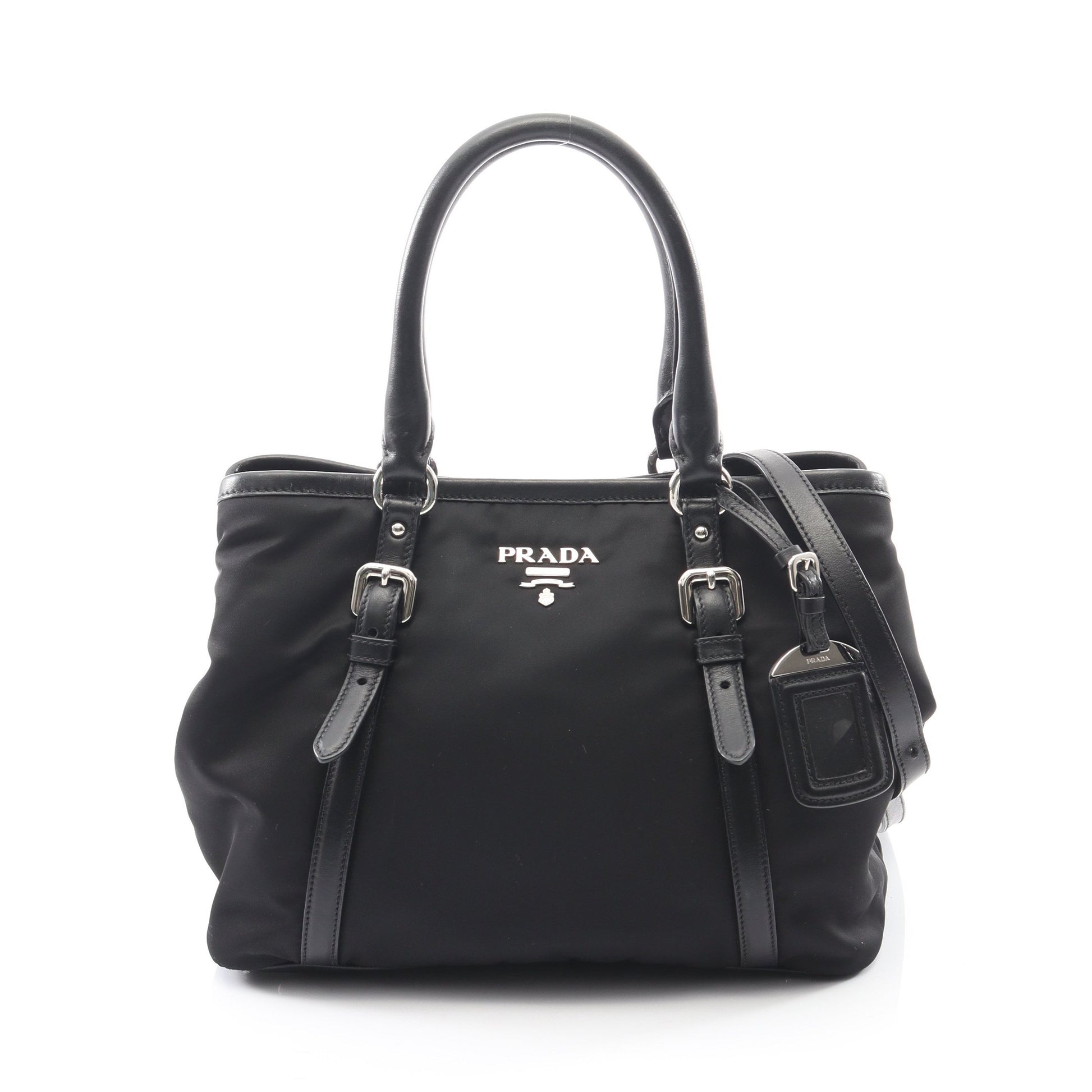 TESSUTOTESS + SOFT CA ハンドバッグ トートバッグ ナイロン レザー ブラック 2WAY プラダ バッグ PRADA