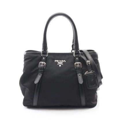 TESSUTOTESS + SOFT CA ハンドバッグ トートバッグ ナイロン レザー ブラック 2WAY プラダ バッグ PRADA