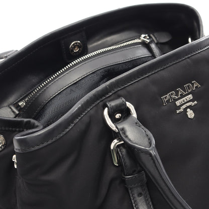 TESSUTOTESS + SOFT CA ハンドバッグ トートバッグ ナイロン レザー ブラック 2WAY プラダ バッグ PRADA