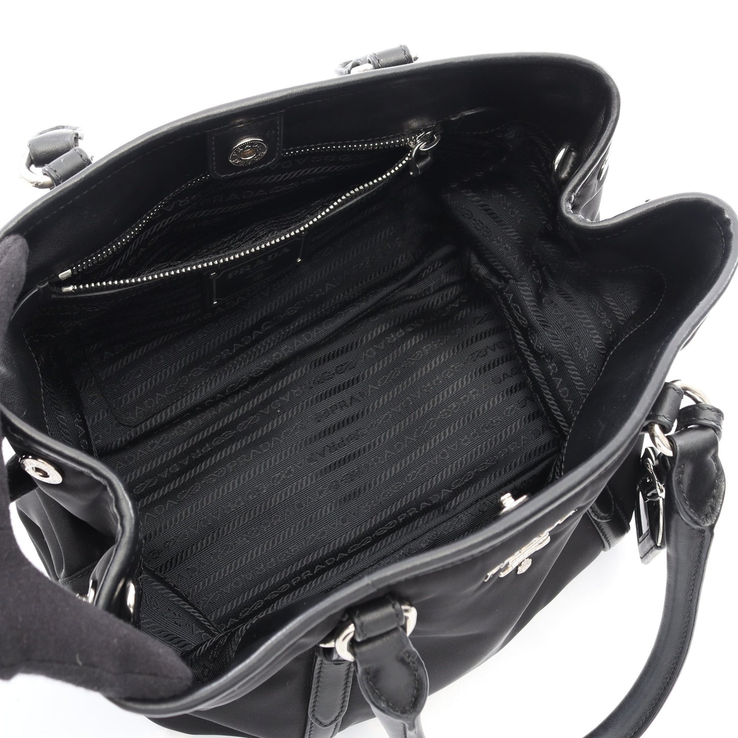 TESSUTOTESS + SOFT CA ハンドバッグ トートバッグ ナイロン レザー ブラック 2WAY プラダ バッグ PRADA