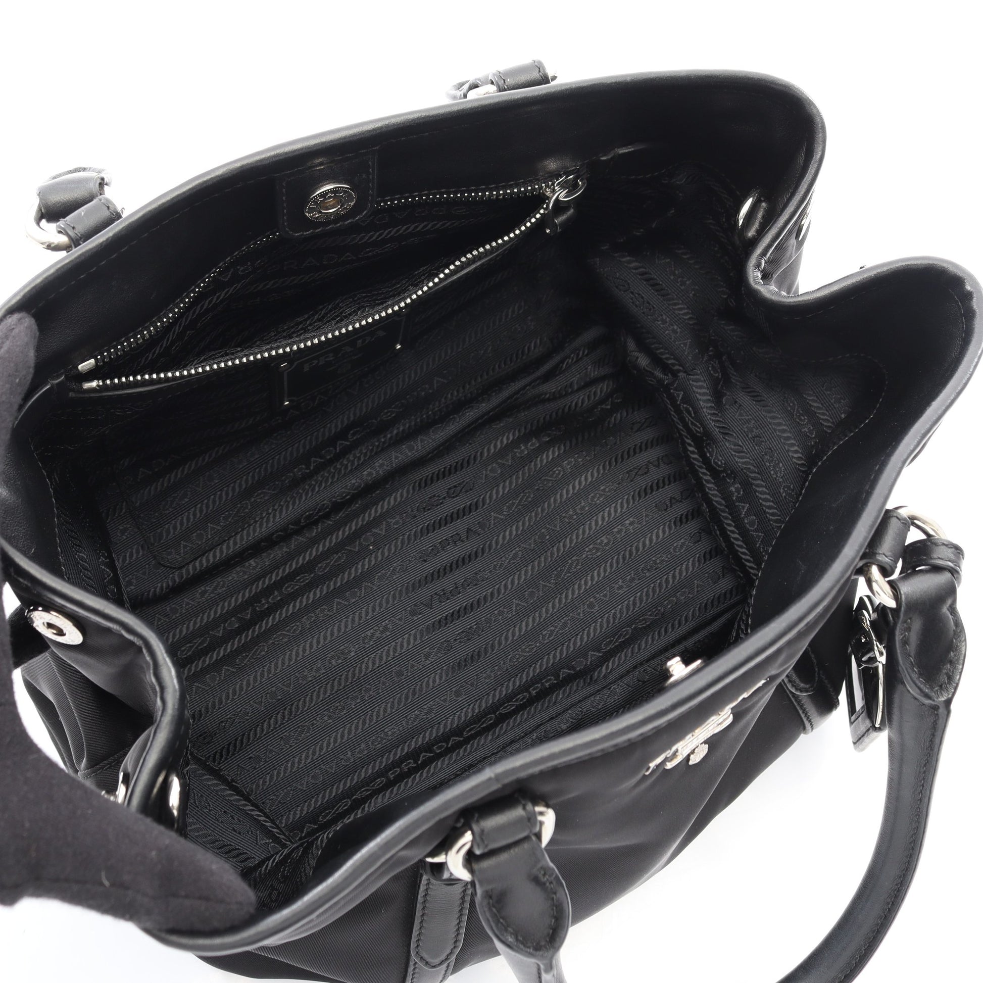 TESSUTOTESS + SOFT CA ハンドバッグ トートバッグ ナイロン レザー ブラック 2WAY プラダ バッグ PRADA