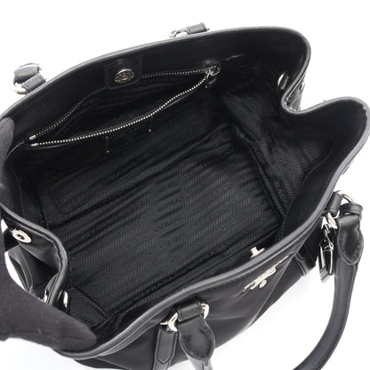 TESSUTOTESS + SOFT CA ハンドバッグ トートバッグ ナイロン レザー ブラック 2WAY プラダ バッグ PRADA
